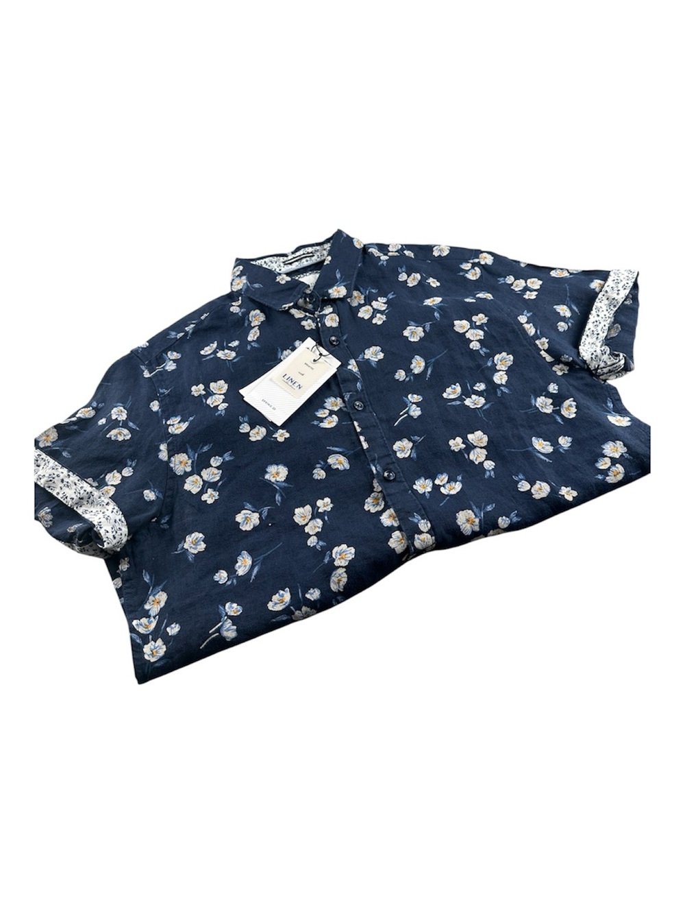 Denim & Flower Ricky Singh Resort Wear Floral Linen Mens Short Sleeve Shirt Sz M - Picture 3 of 7